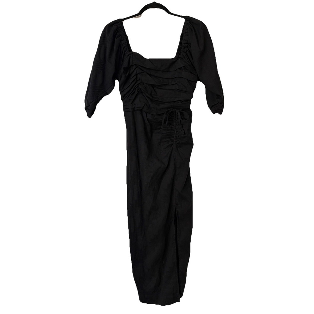 FREE PEOPLE Sz Small LOOKING STUNNING MIDI DRESS IN BLACK Rushed High Slit - Picture 3 of 9